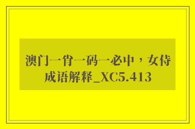 澳门一肖一码一必中，女侍成语解释_xc5.413